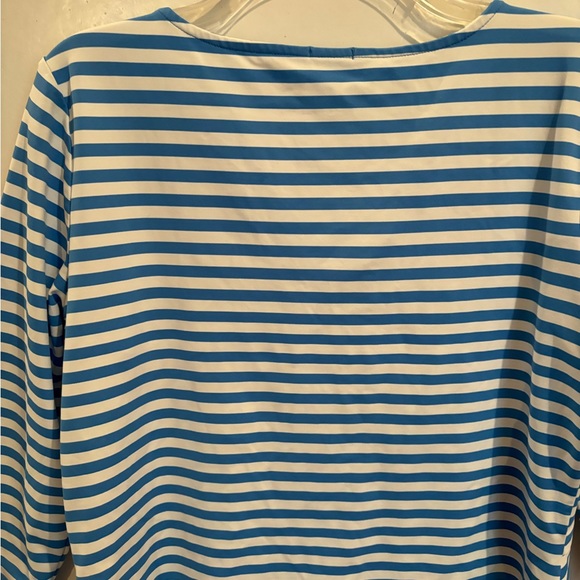 J. McLaughlin Blue White Stripe TOP XL - Picture 9 of 13
